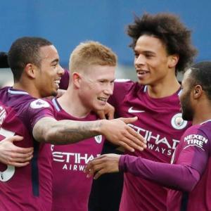 PICS: Manchester City one win from title after handsome win at Everton