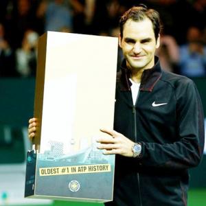 Back on top, Federer becomes oldest ATP world number one