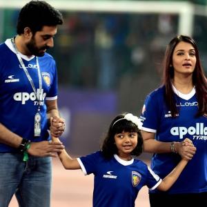 PHOTOS: Aishwarya, Aaradhya cheer for Abhishek's football team