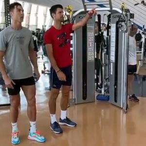 WATCH: Ronaldo teaches Djokovic 'how to jump'