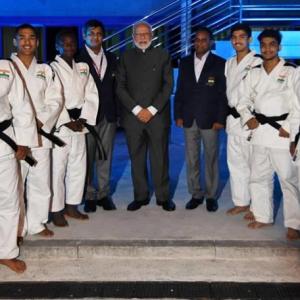 PIX: PM Modi attends judo tournament with Putin, Abe