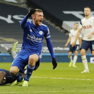 EPL PIX: Leicester sink Spurs; United thrash Leeds