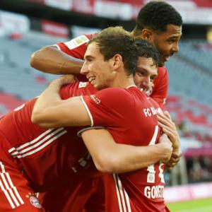 PIX: Late Goretzka goal helps Bayern close in on title