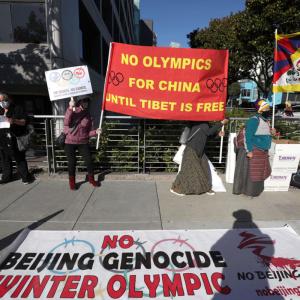 Tibetans protest against Beijing Games at IOC HQ