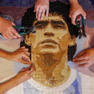 PIX: Argentines honor Maradona with mosaics