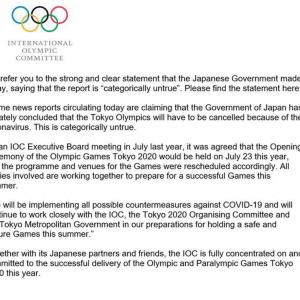Japan and IOC say Olympics will NOT be cancelled