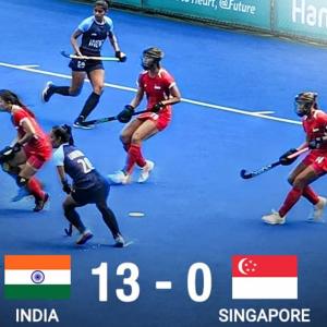 Asian Games Hockey: Indian women crush Singapore 13-0!