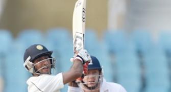 India bag three England wkts after Pujara's double ton