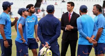 PHOTOS: Commentator Nehra's pep talk for India's bowlers