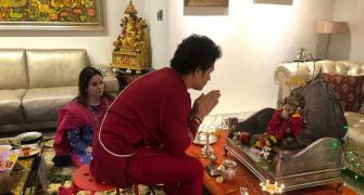 PIX: Tendulkar celebrates Ganesh Chaturthi with family