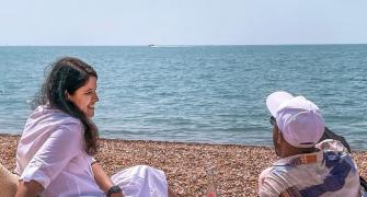 Mayank and Missus enjoy Brighton Beach