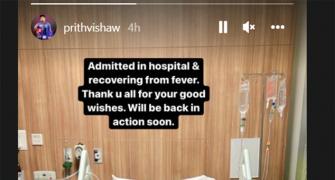 Prithvi Shaw admitted to hospital with high fever