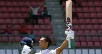 PIX: Jaiswal hits century on debut; India in control