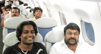 Spotted: Chiranjeevi on board an aircraft