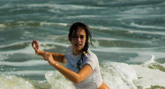 PIX: Hazel Keech goes surfing