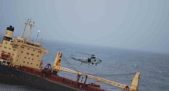 Pix: Dramatic rescue of sinking ship's crew off Mumbai coast
