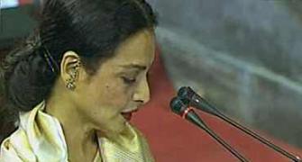 IMAGES: Rekha takes oath as Rajya Sabha MP