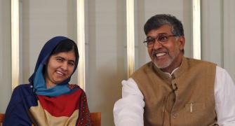 'Father-daughter' duo of Satyarthi, Malala dedicate Nobel to all children