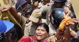 Badaun sisters' rape: Police fire water cannons at BJP protesters
