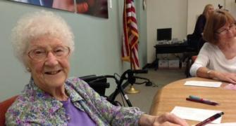 Like! She just turned 107 and she's on Facebook
