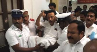 Stalin, all DMK MLAs thrown out of TN assembly