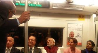 PHOTOS: Hollande's 'metro pe charcha' with PM Modi