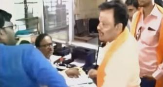 Caught on camera: Shiv Sena leader, friend slap bank employee