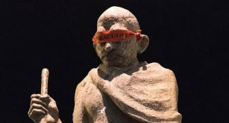 Why was Mahatma Gandhi blindfolded in Brazil?