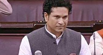 Sachin's first speech in Rajya Sabha drowned out by Congress members
