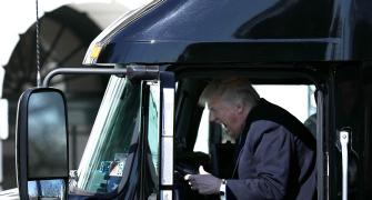 Trump sits in a truck, Twitter goes into overdrive