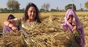 PHOTOS: Hema Malini begins campaign from a farm
