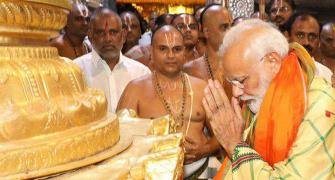 PHOTOS: Modi offers prayers at Tirupati shrine
