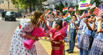 Melania gets her dose of happiness at Delhi school