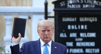 Trump visits church that was set on fire by protesters