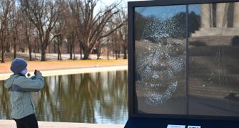 Kamala Harris' glass portrait unveiled in her honour