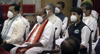 Masks seen during swearing-in ceremony