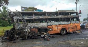 12 killed, 43 injured after bus catches fire in Nashik