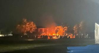 Mob vandalises, sets on fire Manipur CM's event venue