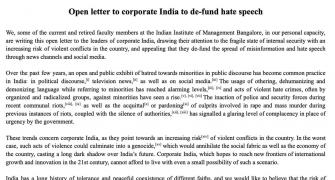 IIM-B faculty calls on India Inc to de-fund hate