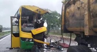 3 killed as bus on way to Modi's rally hits truck