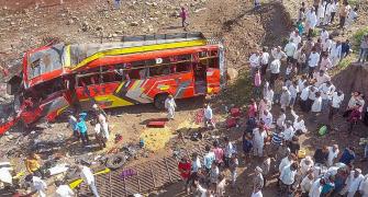 24 killed, over 40 injured as bus falls from bridge in MP