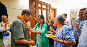 PIX: Kejriwal reaches home after 50 days