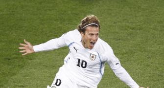 South Africa hopes in danger after Forlan double