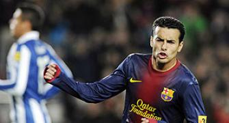 Barca's Pedro sidelined for 10 days with calf injury