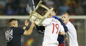 In Pix: Drone stunt causes brawl; Serbia-Albania match abandoned