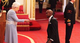PIX: Four-time Olympic champion Mo Farah receives knighthood