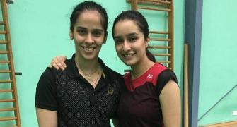 Saina teaches Shraddha badminton!