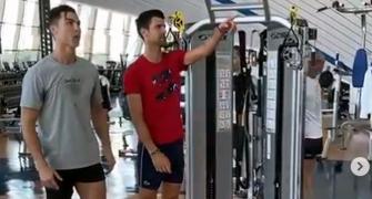 WATCH: Ronaldo teaches Djokovic 'how to jump'