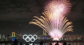 PICS: Fireworks, Olympic rings monument light up Tokyo