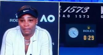 Serena breaks down at press conference